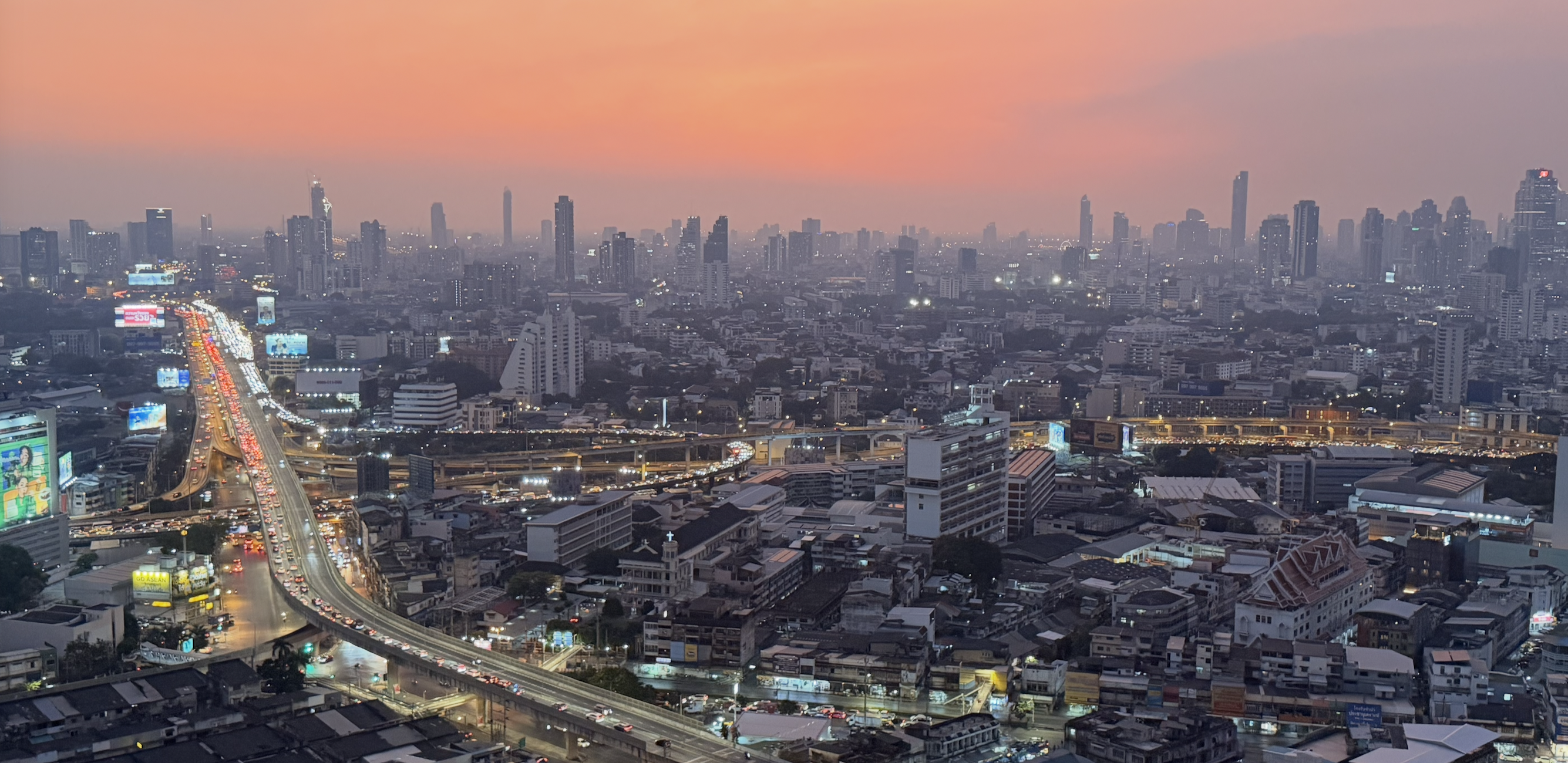 Bangkok skyline and buildings at sunset
